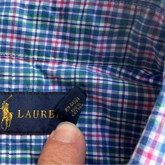 Ralph Lauren Men's Blue & Pink Plaid Button Down Shirt Size Large - Picture 6 of 6